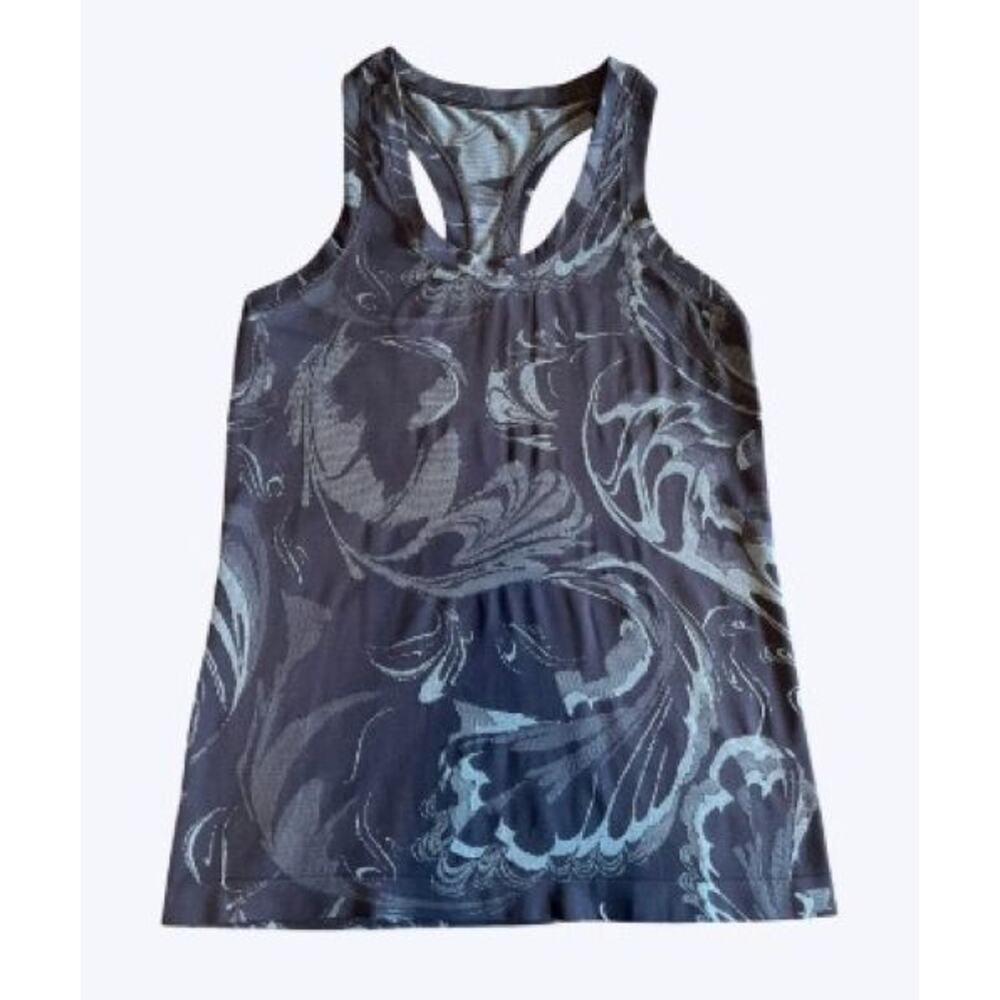 ATHLETA Momentum Seamless Tank Top Navy Paisley Racerback EUC Size SMALL